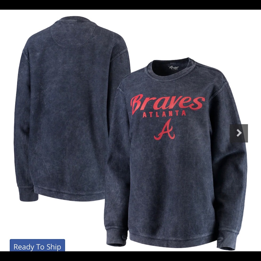 Atlanta braves cord pullover sweatshirt